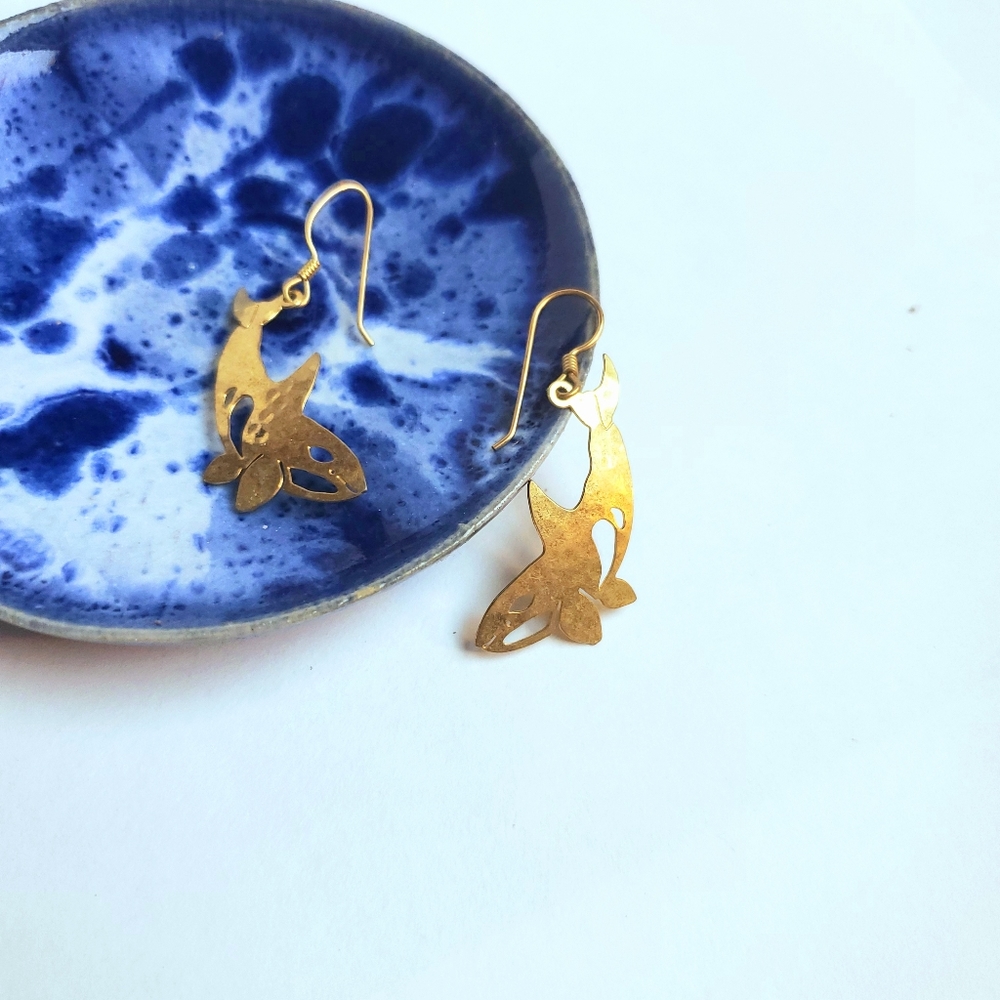 Gold Whale Earrings